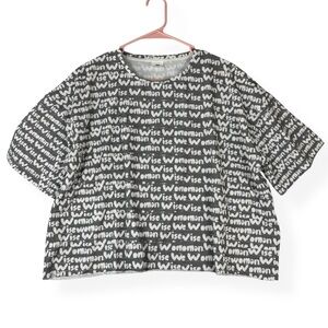Wise Woman Crop Top Womens XXL 2XL Short Sleeve Gray White
